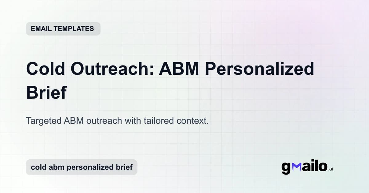 Cold Outreach: ABM Personalized Brief email template thumbnail