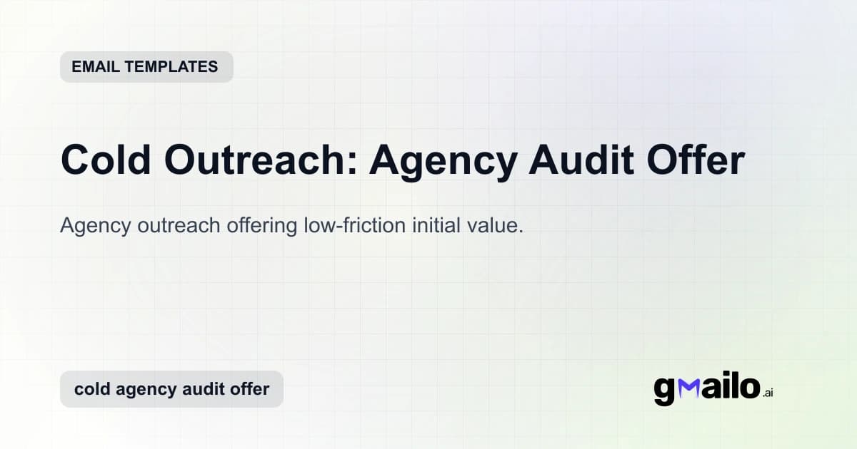 Cold Outreach: Agency Audit Offer email template thumbnail