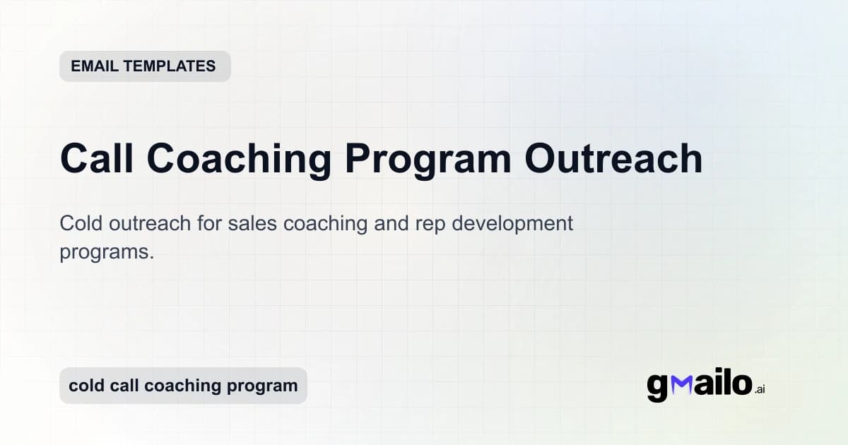 Call Coaching Program Outreach email template thumbnail