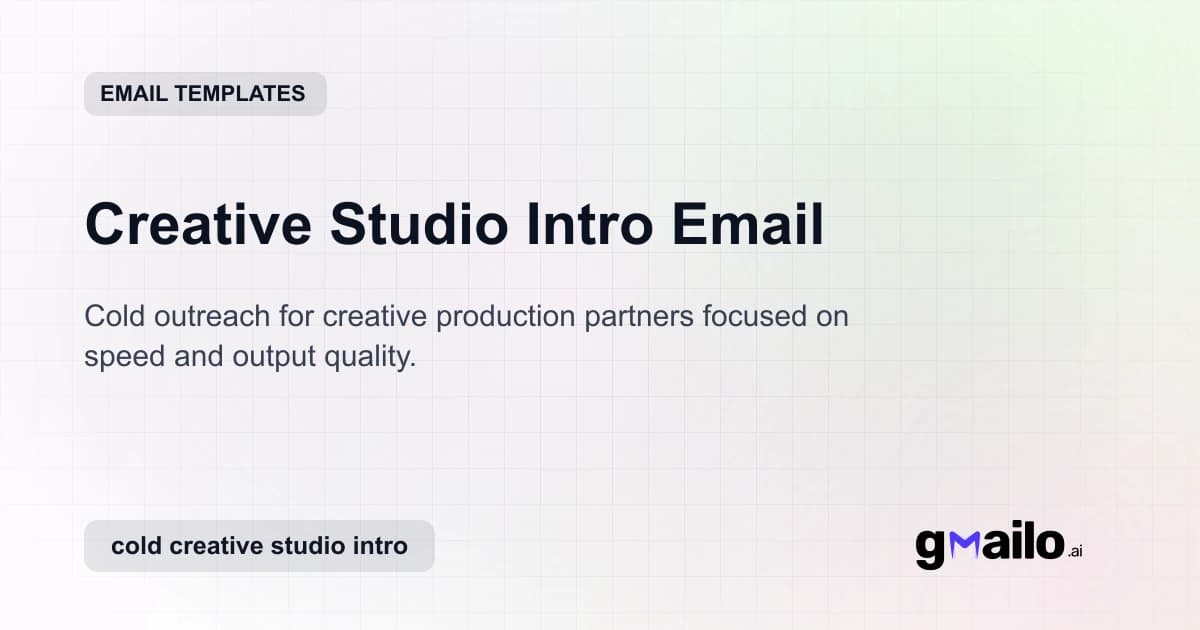 Creative Studio Intro Email email template thumbnail