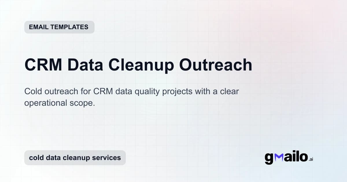 CRM Data Cleanup Outreach email template thumbnail