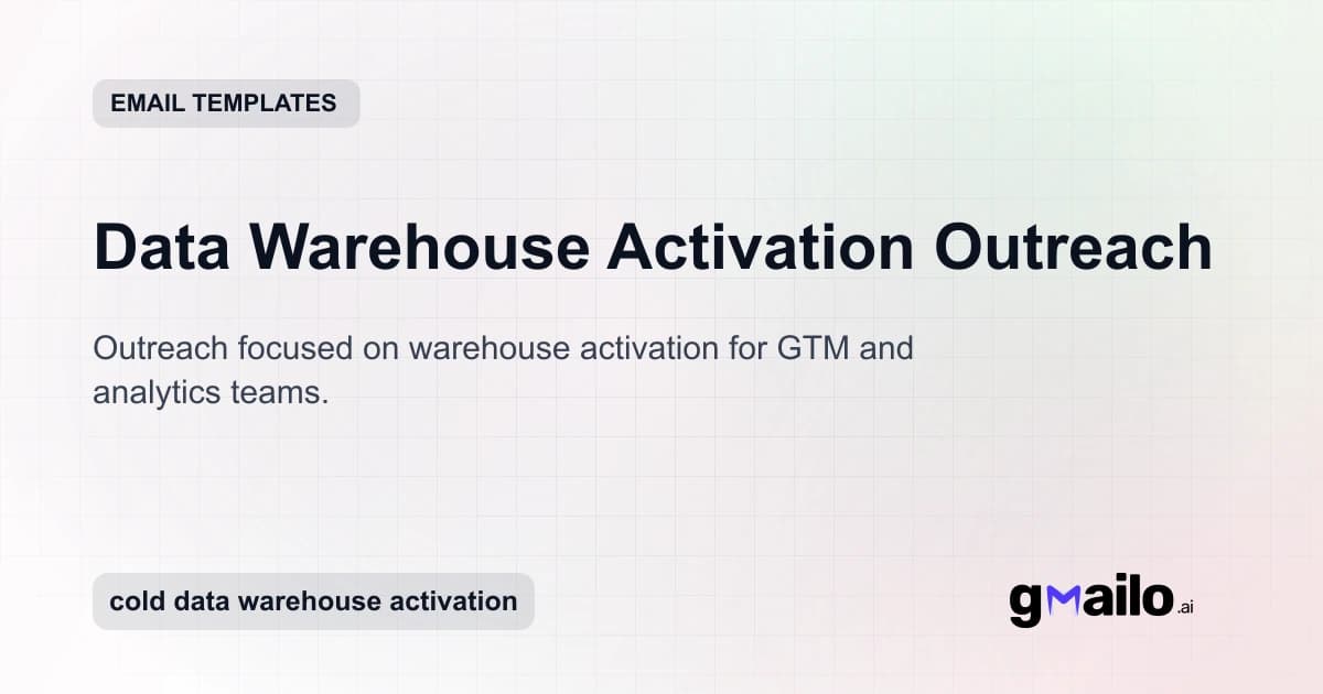 Data Warehouse Activation Outreach email template thumbnail