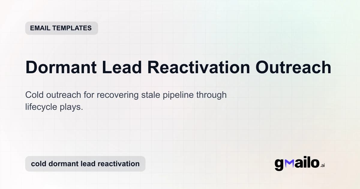 Dormant Lead Reactivation Outreach email template thumbnail