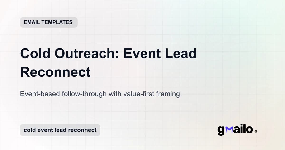 Cold Outreach: Event Lead Reconnect email template thumbnail