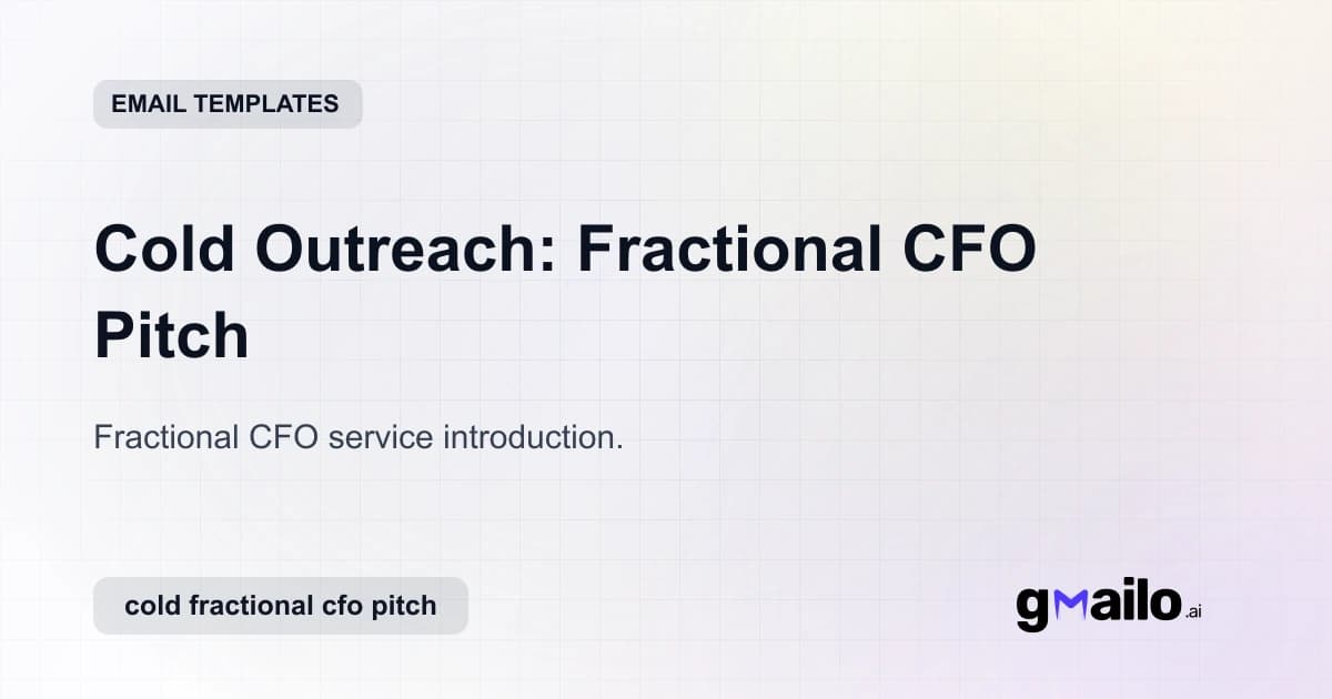 Cold Outreach: Fractional CFO Pitch email template thumbnail