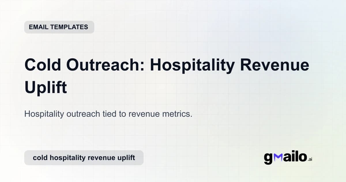 Cold Outreach: Hospitality Revenue Uplift email template thumbnail