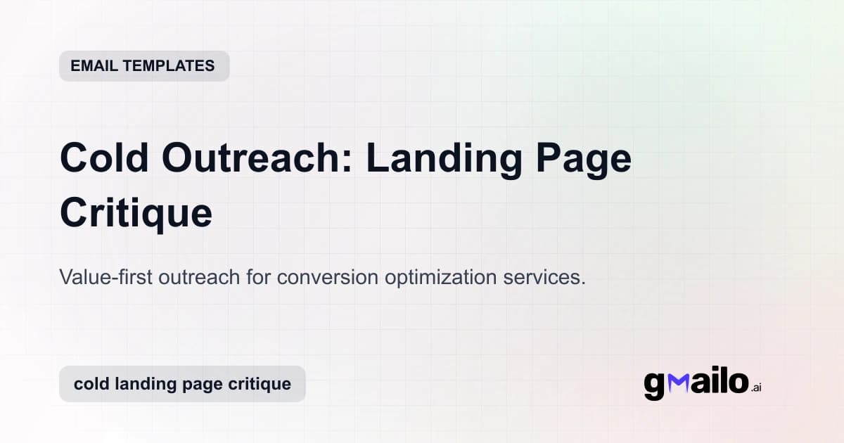 Cold Outreach: Landing Page Critique email template thumbnail