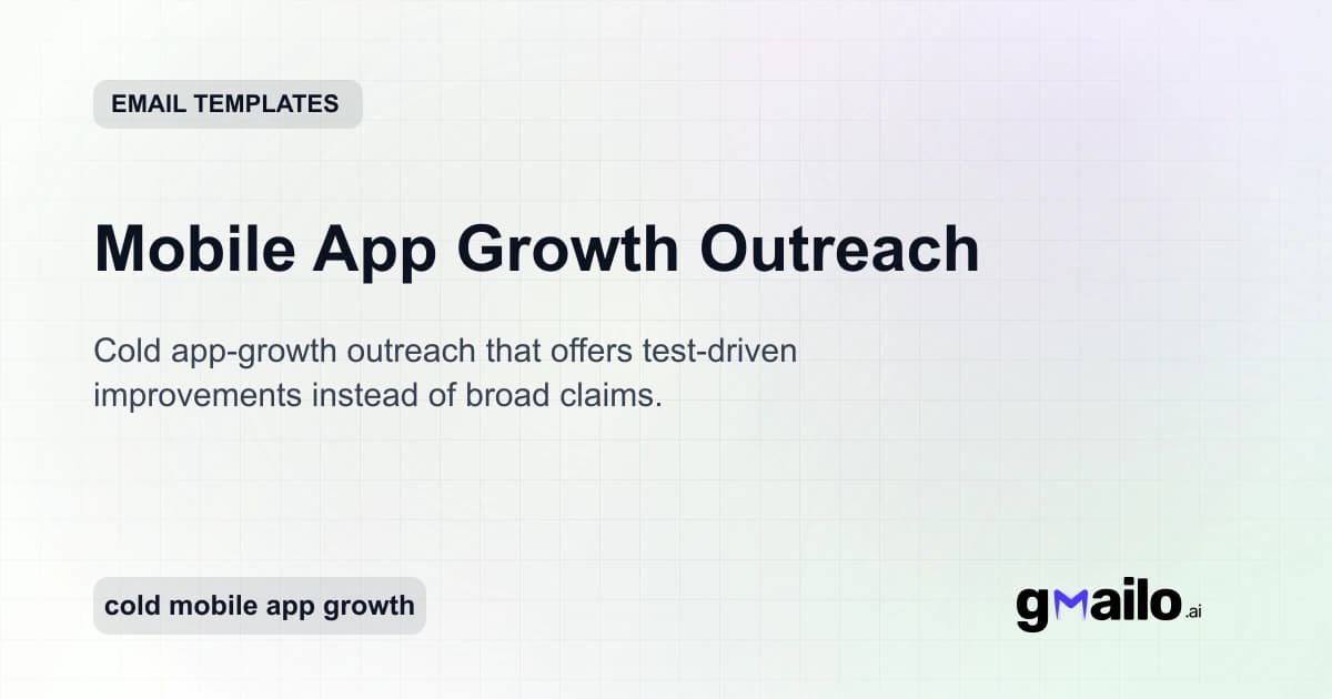 Mobile App Growth Outreach email template thumbnail
