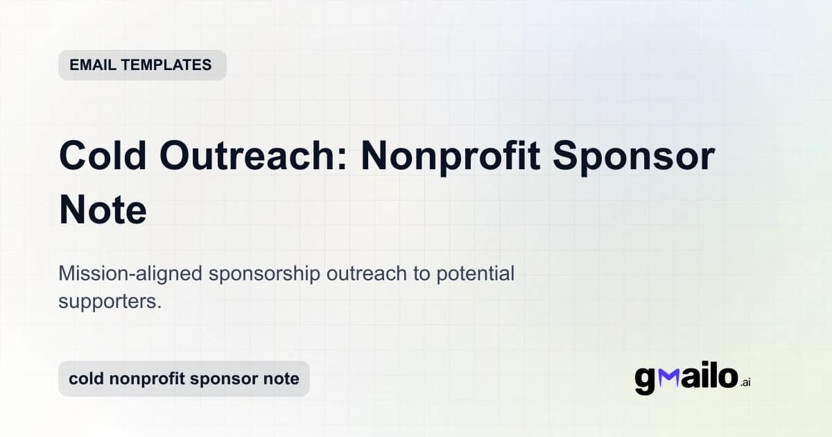 Cold Outreach: Nonprofit Sponsor Note email template thumbnail