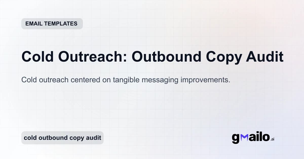 Cold Outreach: Outbound Copy Audit email template thumbnail