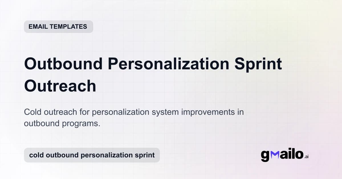 Outbound Personalization Sprint Outreach email template thumbnail
