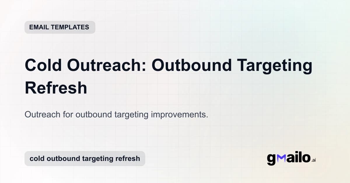 Cold Outreach: Outbound Targeting Refresh email template thumbnail