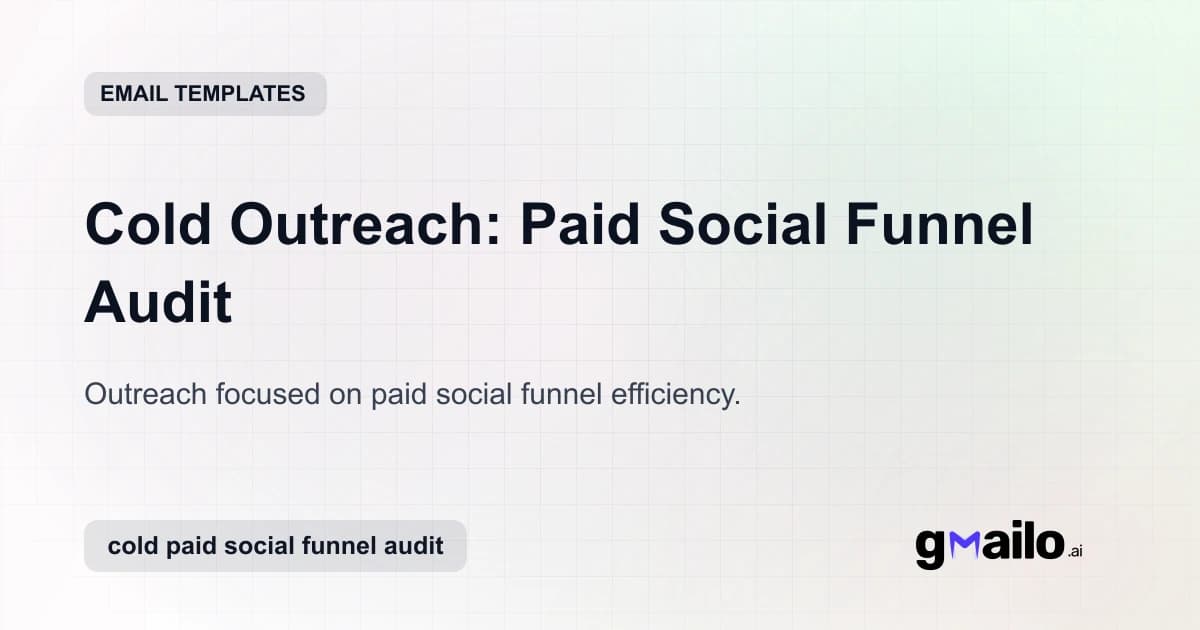 Cold Outreach: Paid Social Funnel Audit email template thumbnail