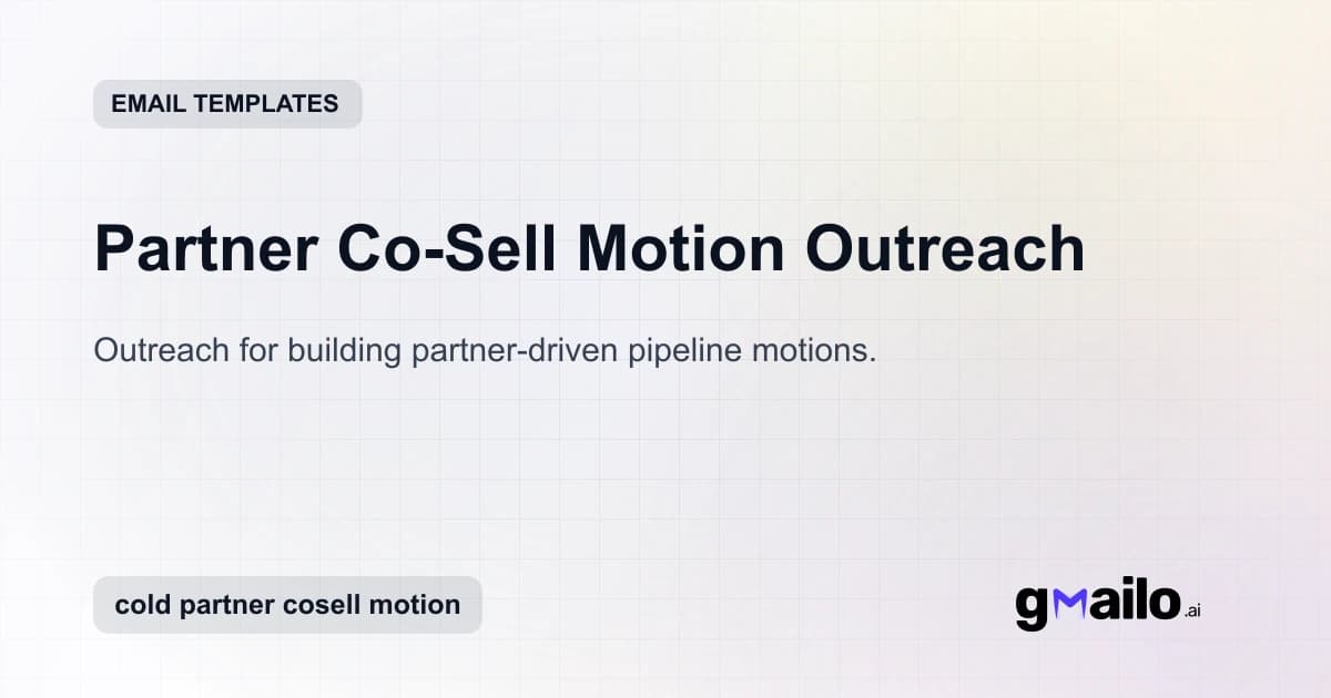 Partner Co-Sell Motion Outreach email template thumbnail