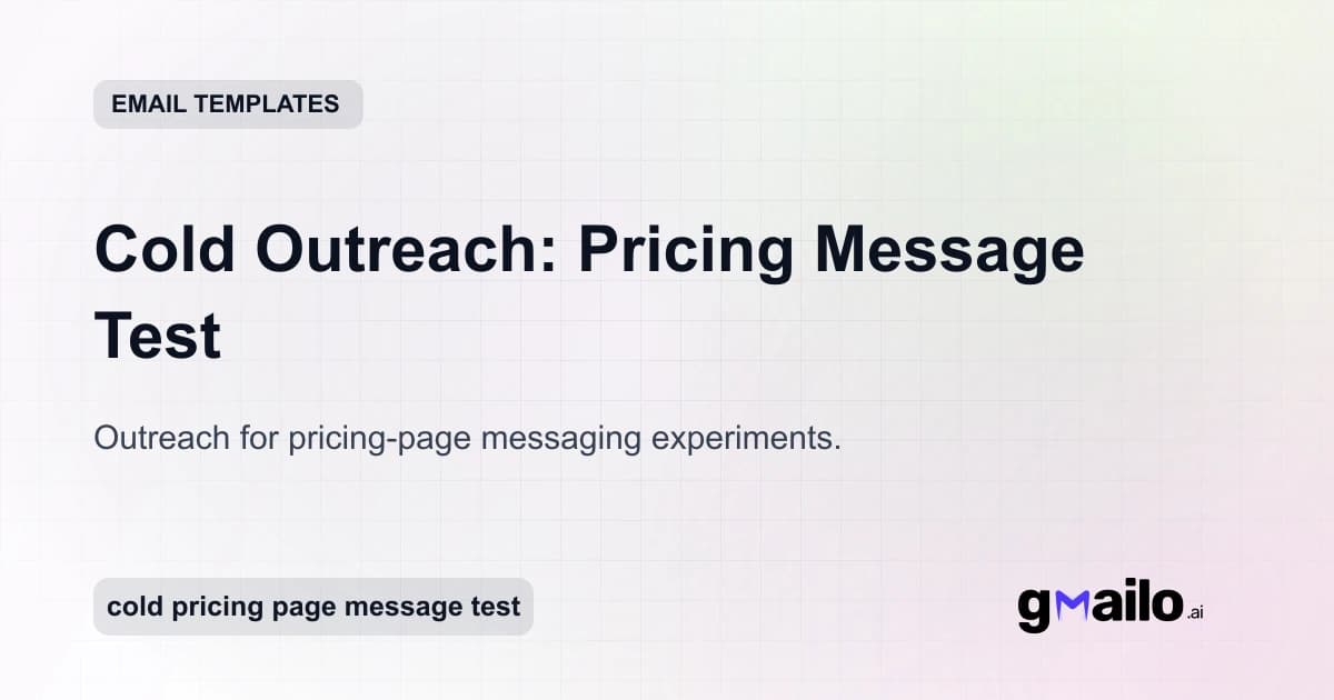 Cold Outreach: Pricing Message Test email template thumbnail