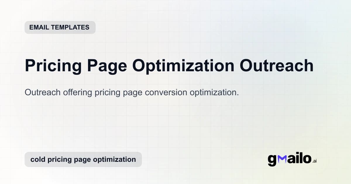Pricing Page Optimization Outreach email template thumbnail
