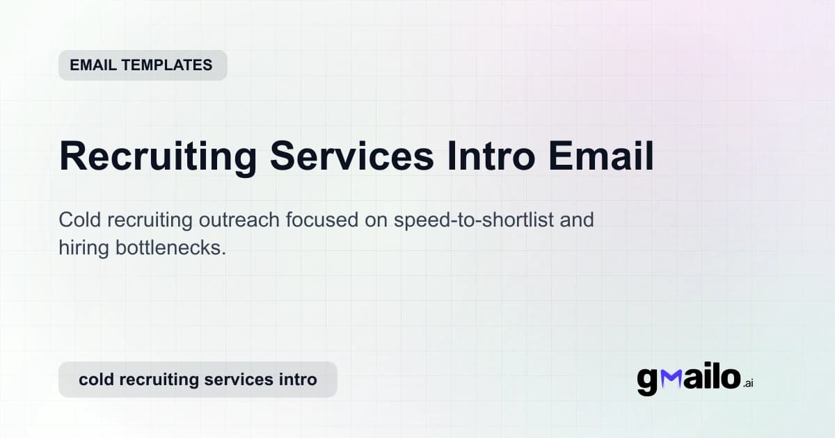 Recruiting Services Intro Email email template thumbnail