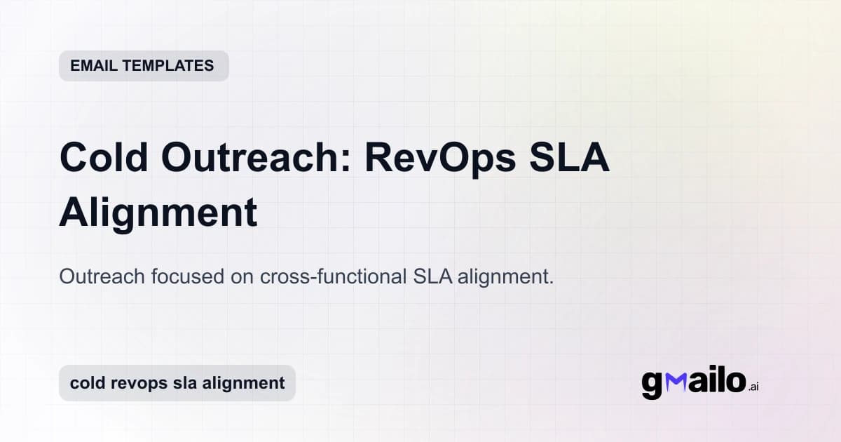 Cold Outreach: RevOps SLA Alignment email template thumbnail