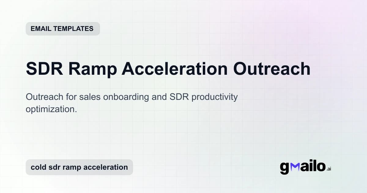 SDR Ramp Acceleration Outreach email template thumbnail