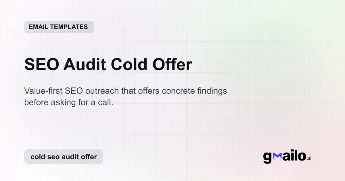 SEO Audit Cold Offer email template thumbnail