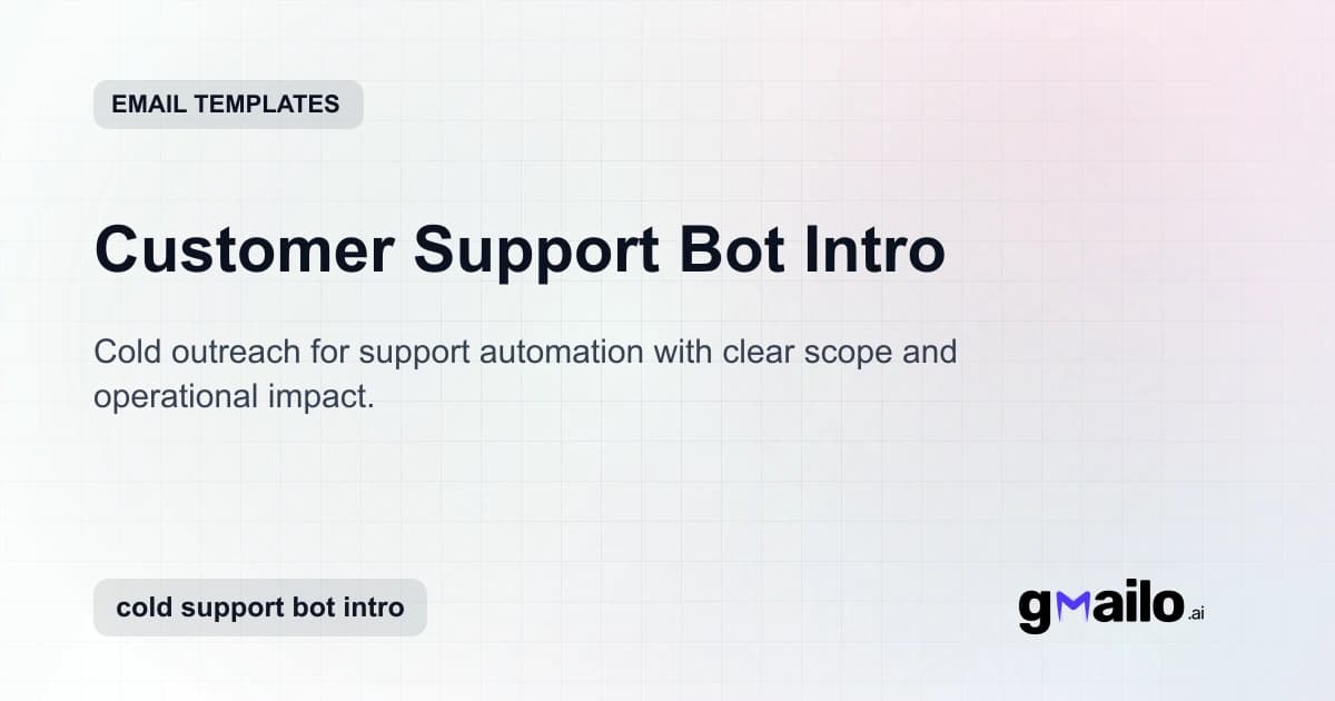 Customer Support Bot Intro email template thumbnail