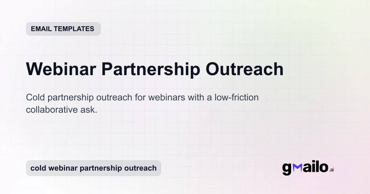 Webinar Partnership Outreach email template thumbnail
