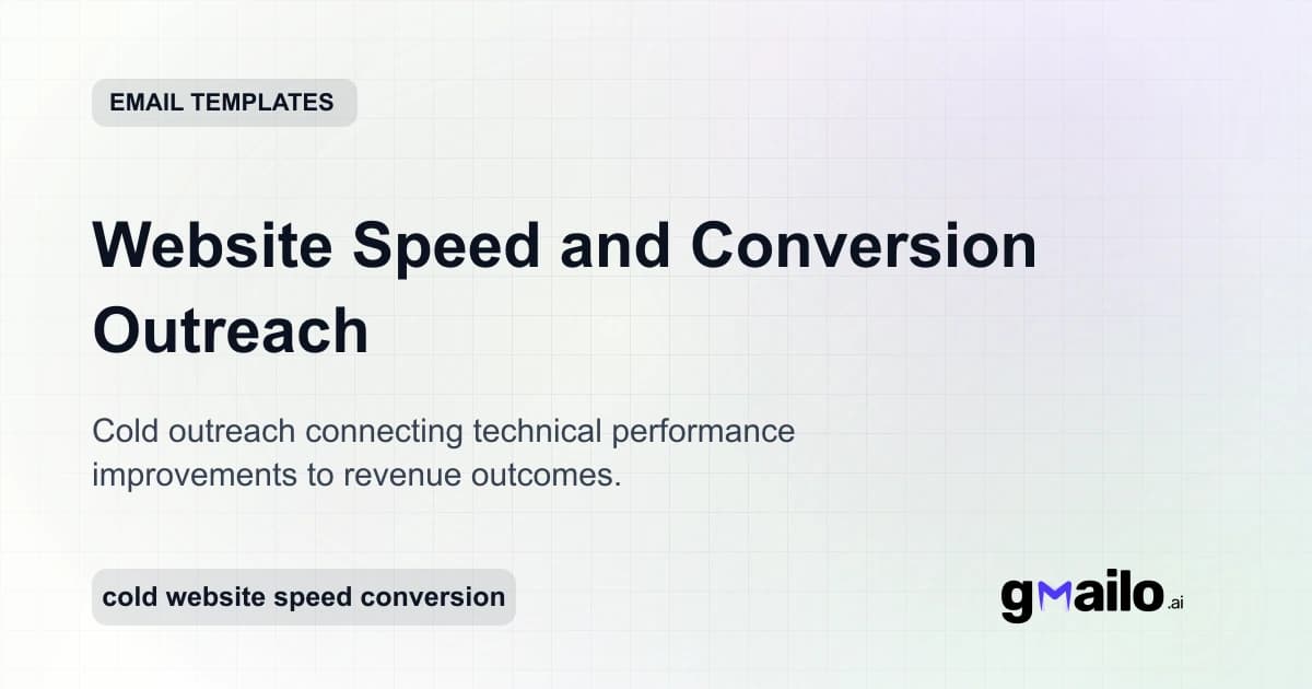 Website Speed and Conversion Outreach email template thumbnail