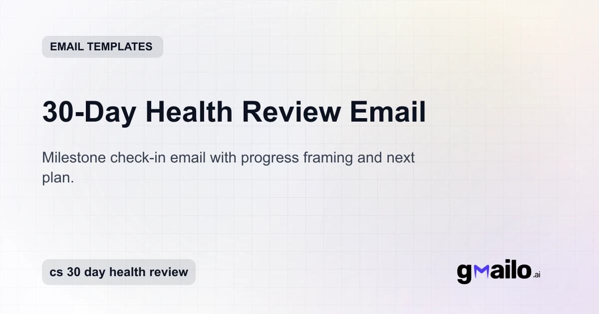 30-Day Health Review Email email template thumbnail