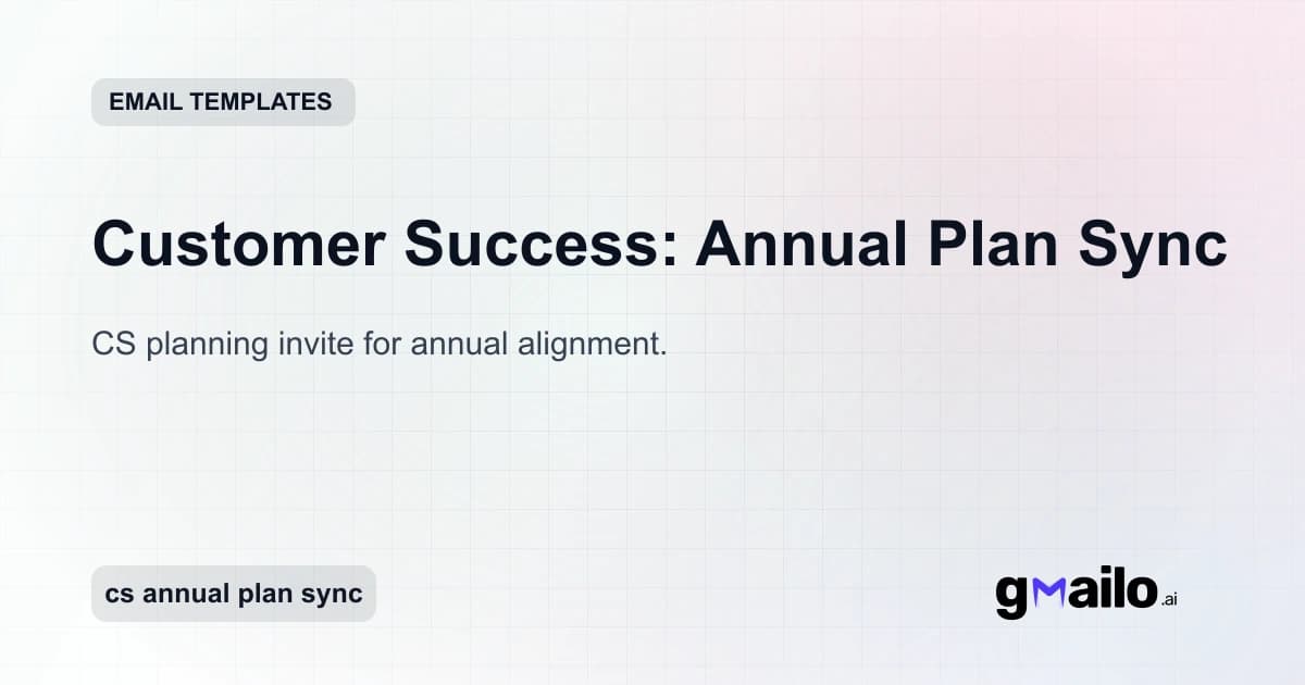 Customer Success: Annual Plan Sync email template thumbnail