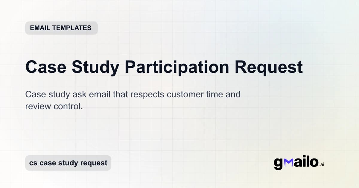 Case Study Participation Request email template thumbnail