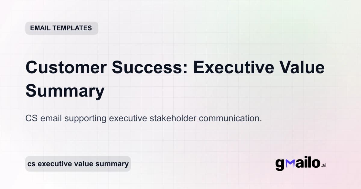 Customer Success: Executive Value Summary email template thumbnail