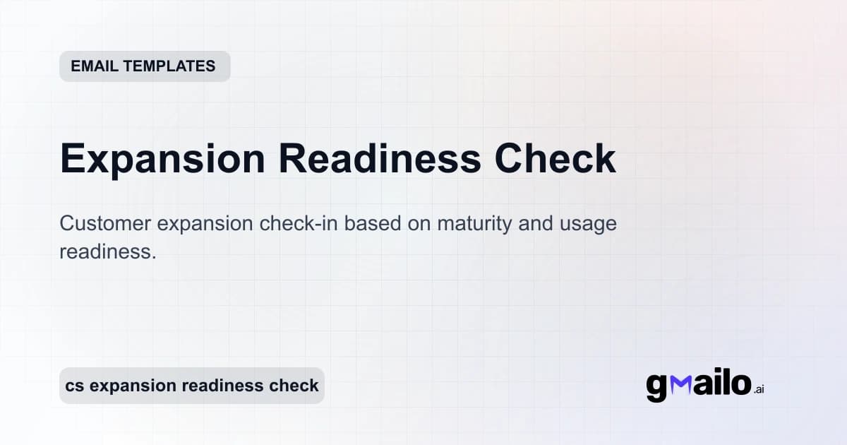 Expansion Readiness Check email template thumbnail