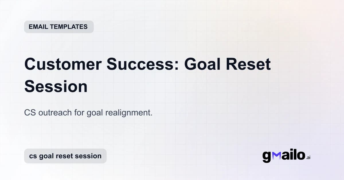 Customer Success: Goal Reset Session email template thumbnail