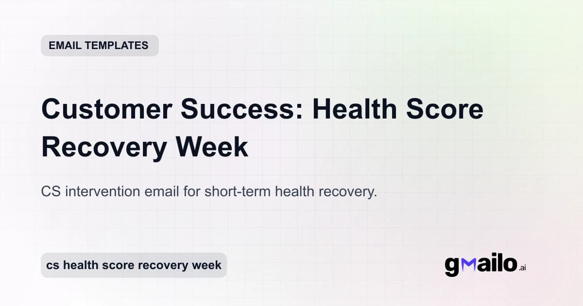 Customer Success: Health Score Recovery Week email template thumbnail
