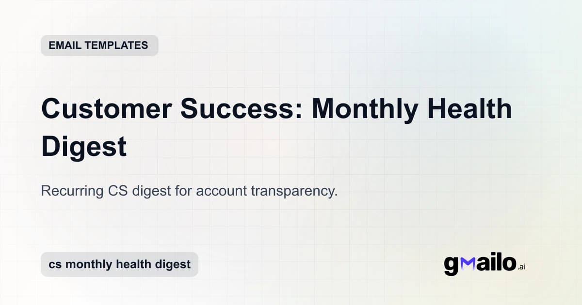 Customer Success: Monthly Health Digest email template thumbnail
