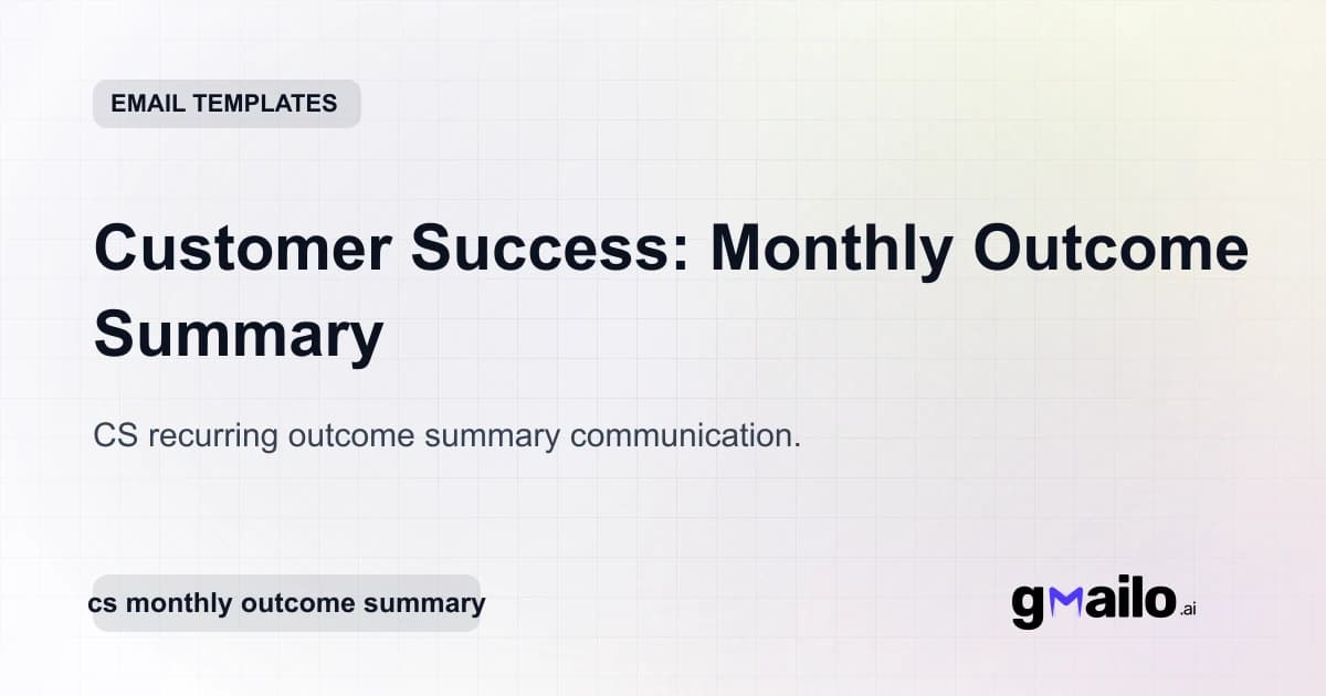 Customer Success: Monthly Outcome Summary email template thumbnail
