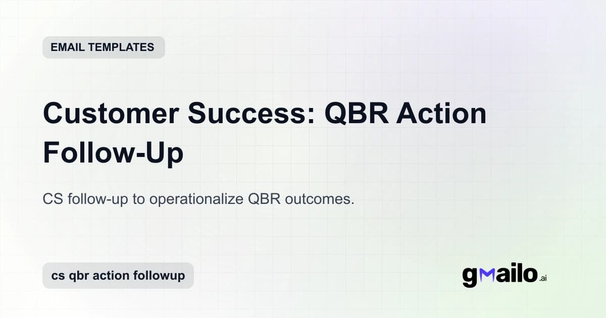Customer Success: QBR Action Follow-Up email template thumbnail