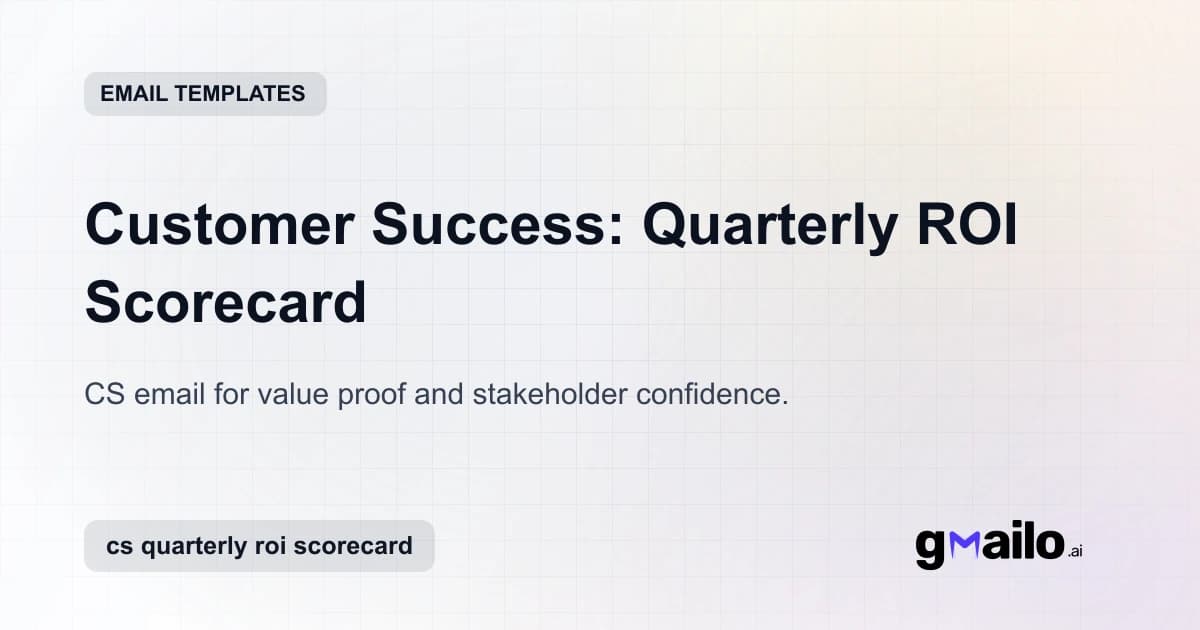 Customer Success: Quarterly ROI Scorecard email template thumbnail