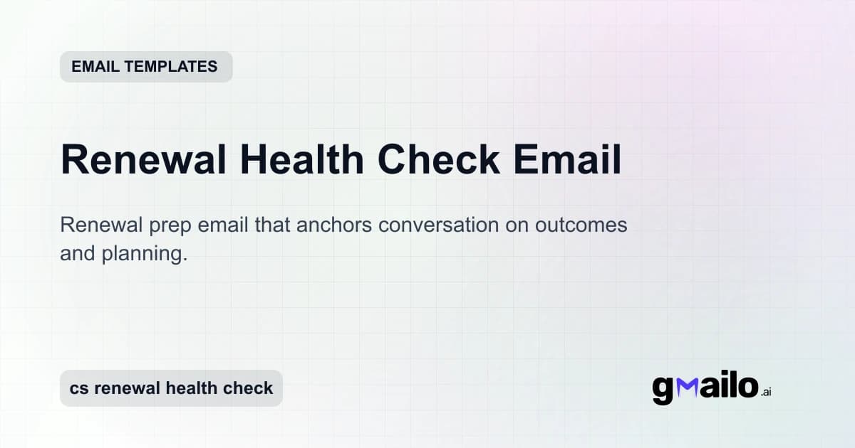 Renewal Health Check Email email template thumbnail