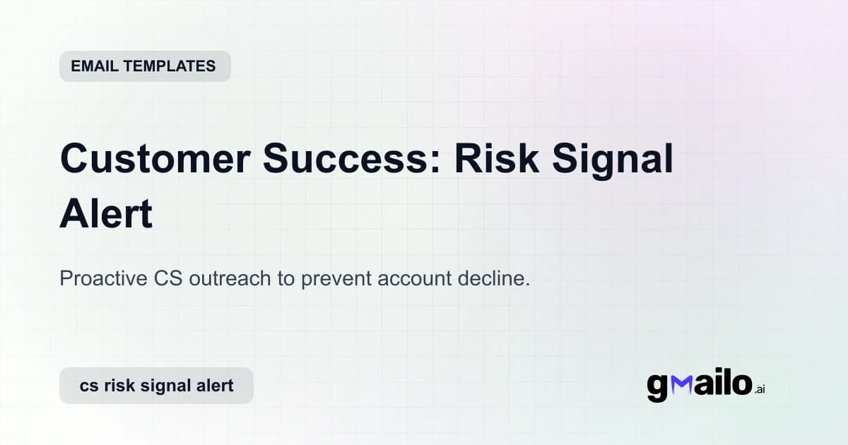 Customer Success: Risk Signal Alert email template thumbnail