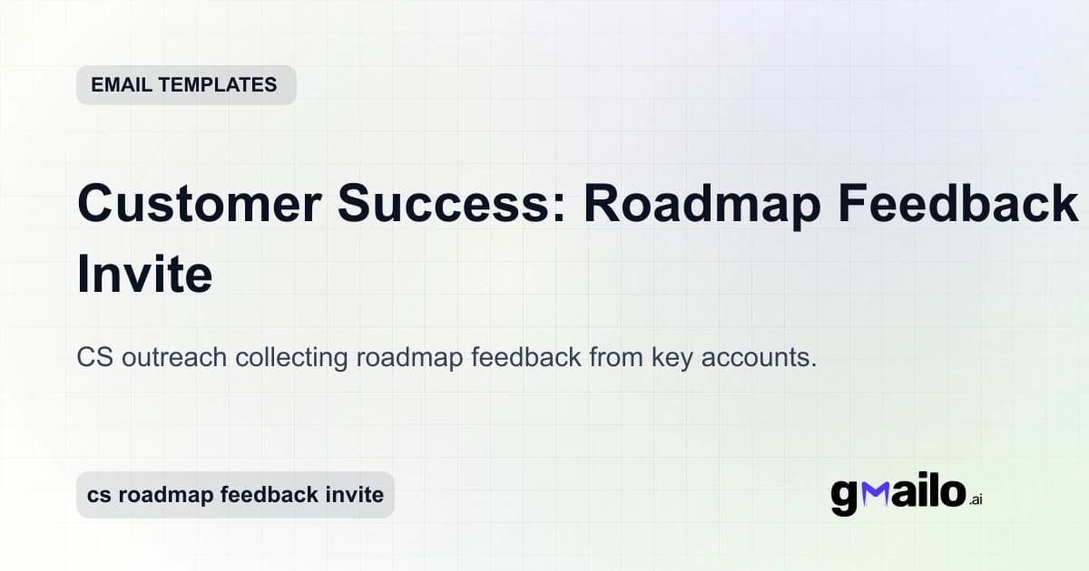 Customer Success: Roadmap Feedback Invite email template thumbnail