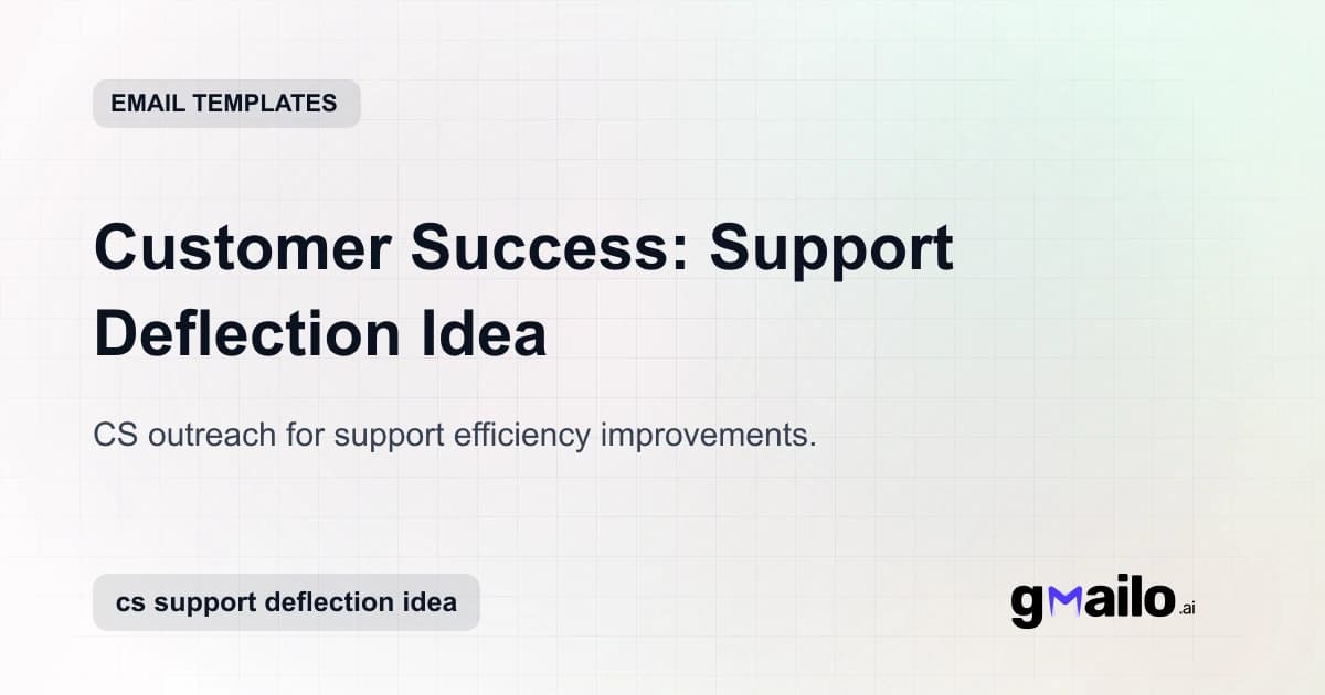 Customer Success: Support Deflection Idea email template thumbnail