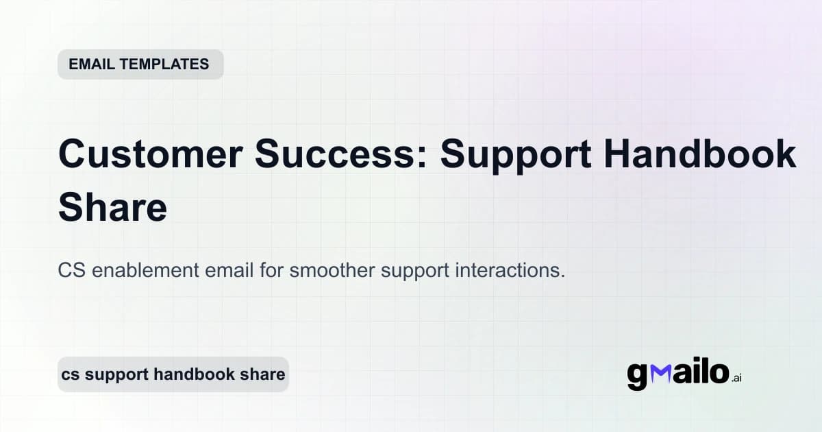 Customer Success: Support Handbook Share email template thumbnail