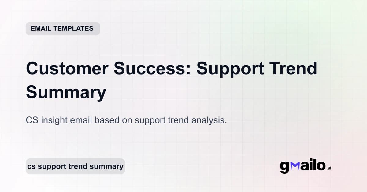 Customer Success: Support Trend Summary email template thumbnail