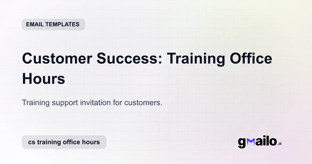 Customer Success: Training Office Hours email template thumbnail