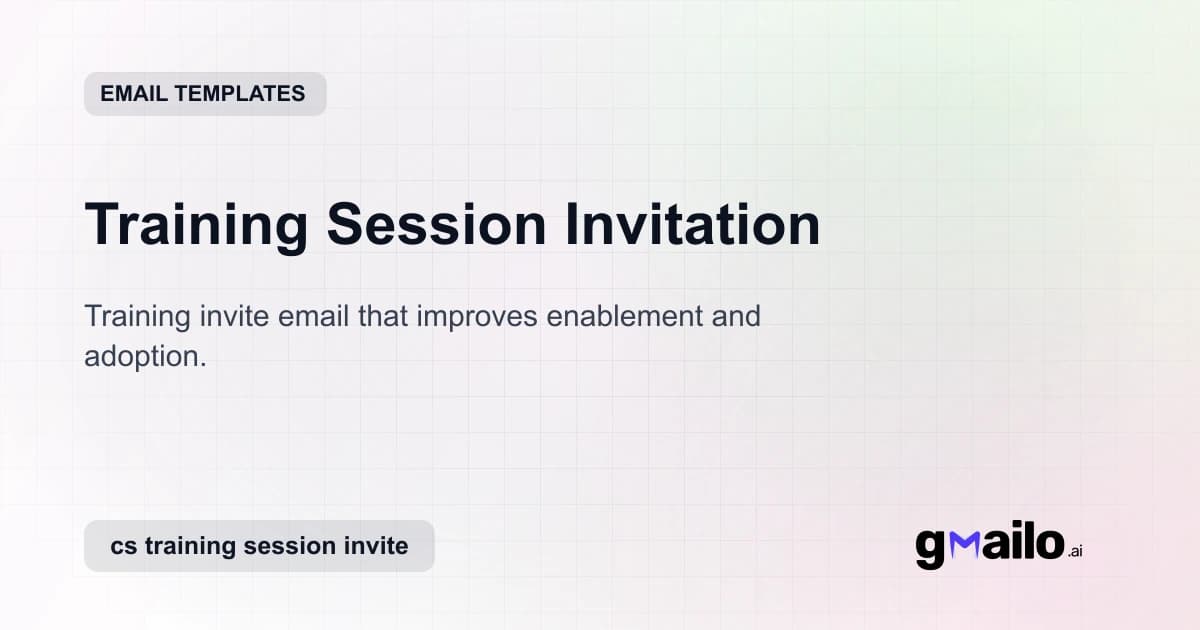 Training Session Invitation email template thumbnail