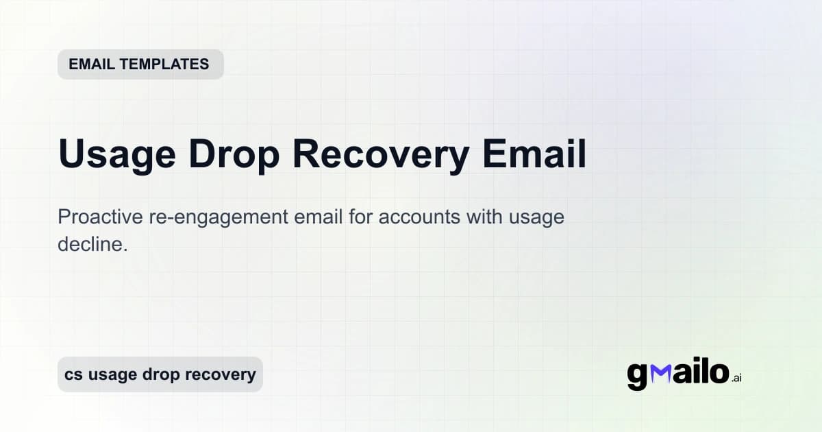 Usage Drop Recovery Email email template thumbnail