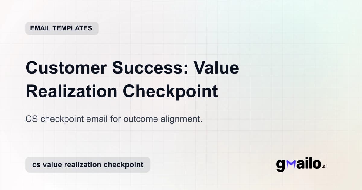 Customer Success: Value Realization Checkpoint email template thumbnail