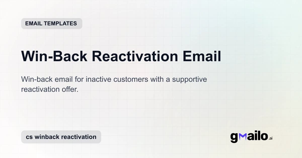 Win-Back Reactivation Email email template thumbnail