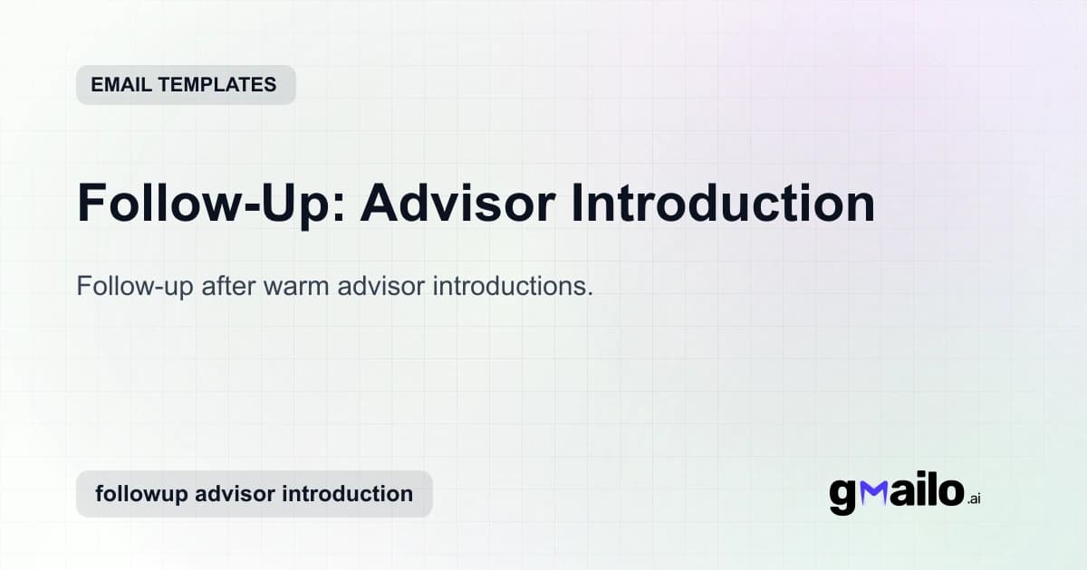 Follow-Up: Advisor Introduction email template thumbnail